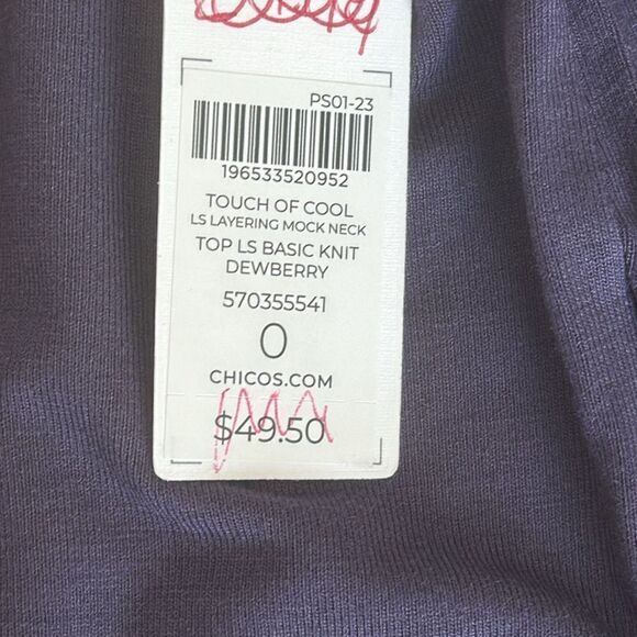 Chico’s SZ 0 long sleeve Top - Picture 6 of 8